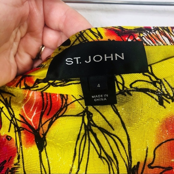 St John š„SALEš„silk blend A line floral skirt Sz 4 gorgeous - Picture 5 of 6
